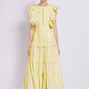 Sleeveless Ruffled Tiered Dress with Embroidered Trim | New Elegant Midi Dress